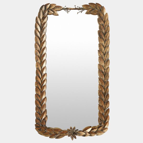 Specchio rettangolare ghirlanda greca alloro, Oro antico ix7018491