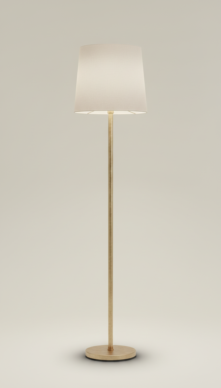 Brushed gold floor lamp in champagne hue